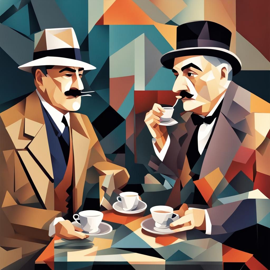 Hercule Poirot and Miss Marple taking tea - AI Generated Artwork ...