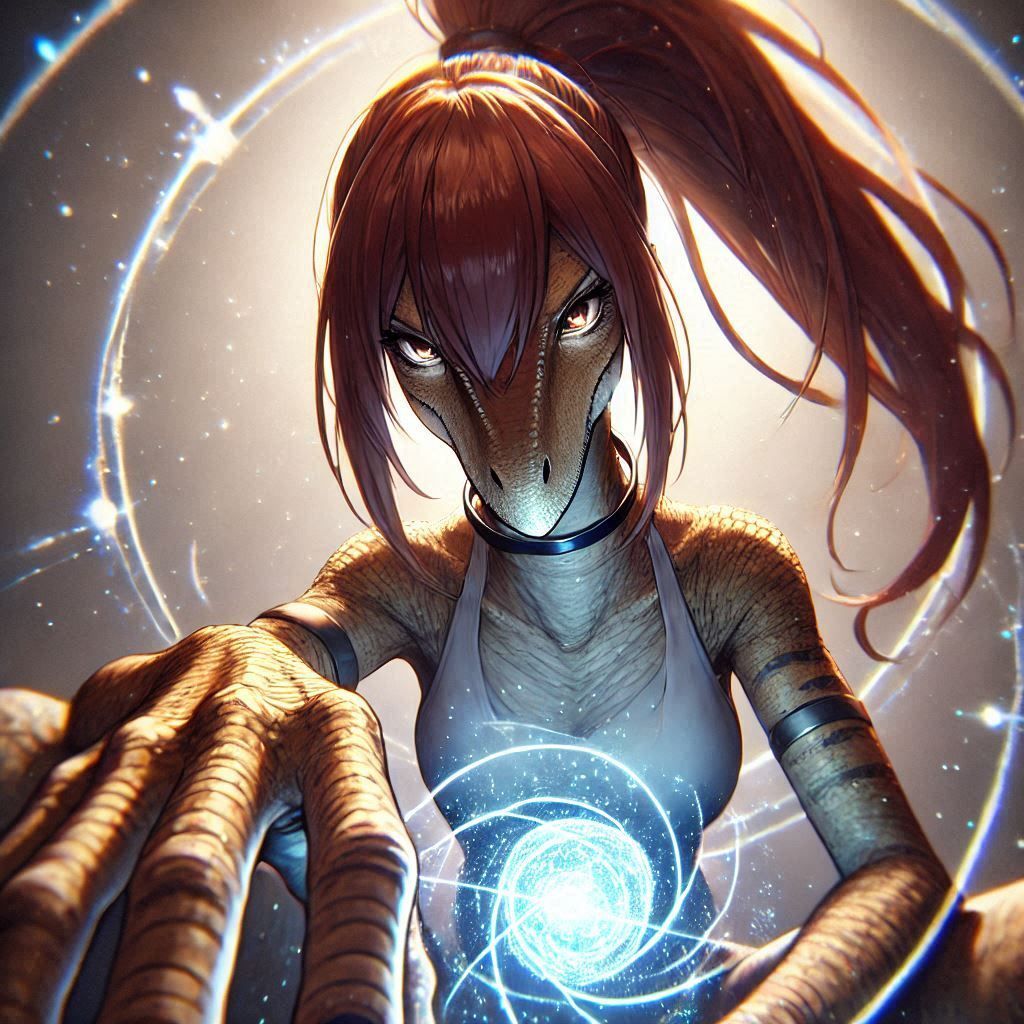 Anthropomorphic velociraptor