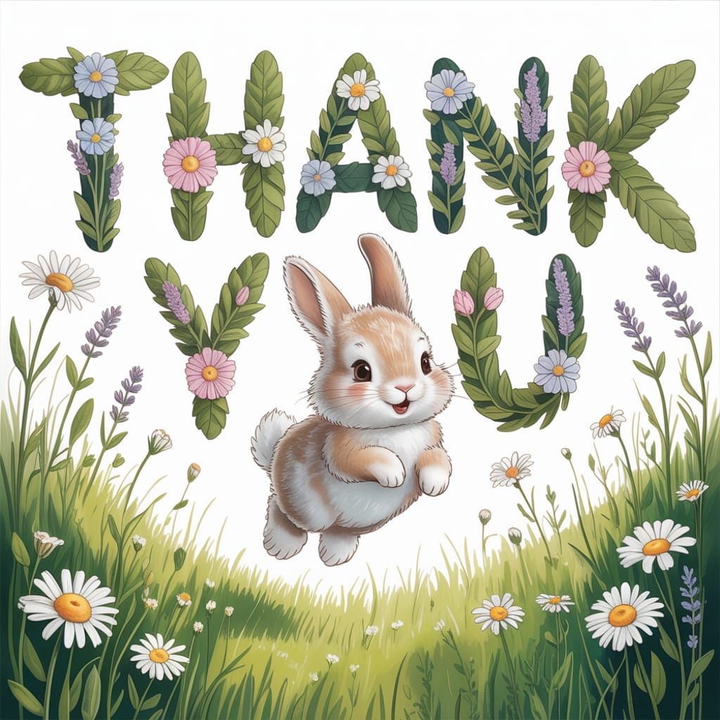 Bunny Delivers Floral Thank You in Meadow