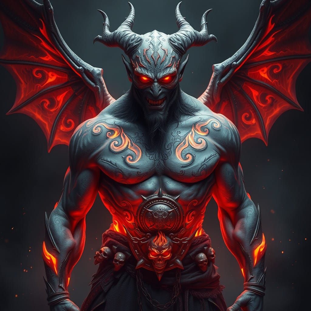 Powerful Demon Warrior in Dark Fantasy Art