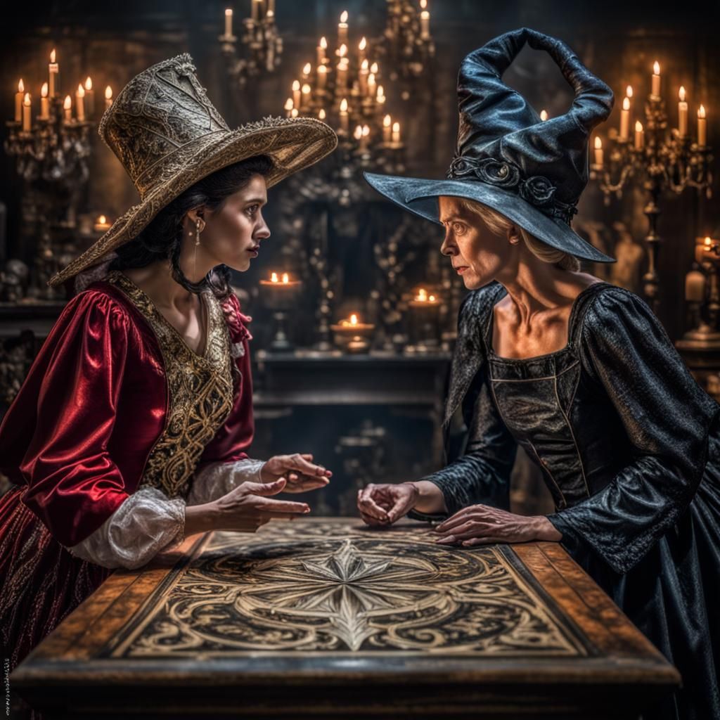 Contrasting good witch and evil witch in a faceoff using the...