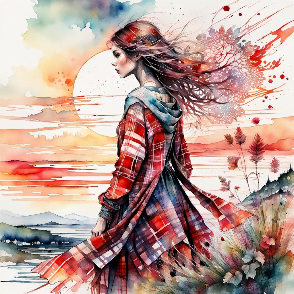 pattern plaid , girl in Scotland   by @Elly 