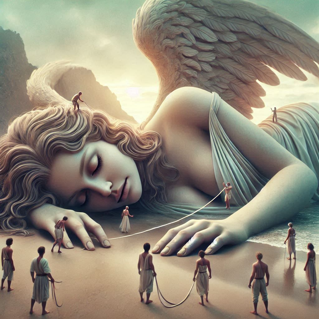 A giant fallen angel