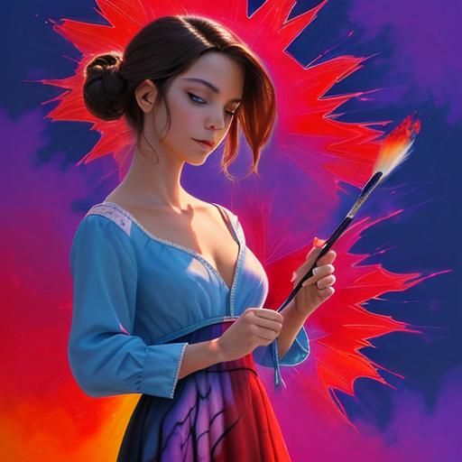 The artist stood mesmerized, brush poised in hand, as the ci...