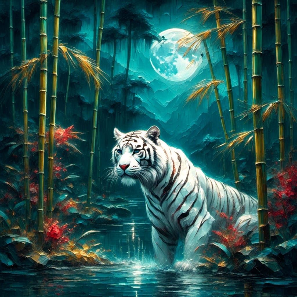 white tiger roams AI Generated Artwork NightCafe Creator