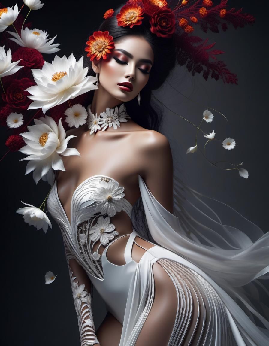 ,full body of a beauty model girl ,white lines decor,Epic ci...