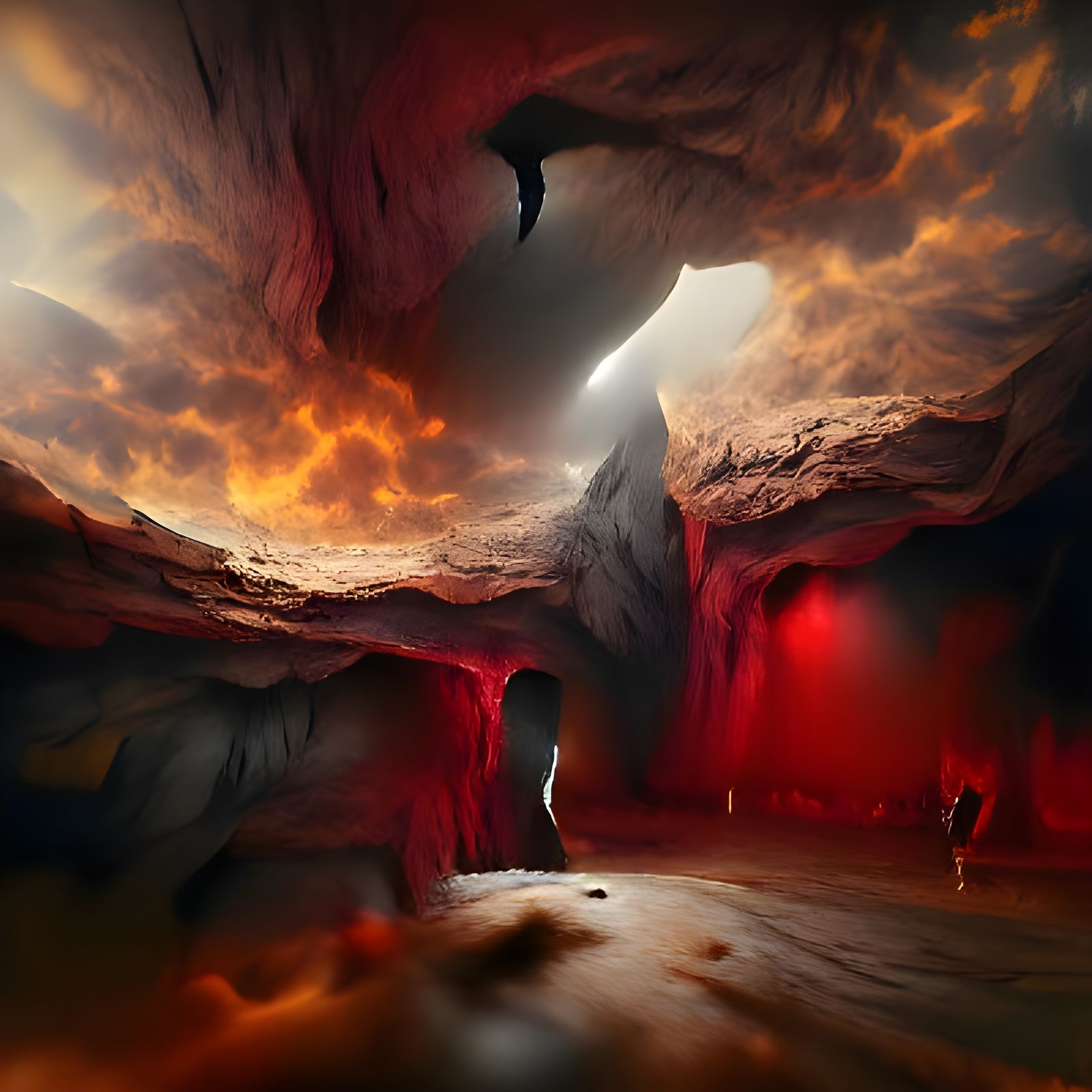 Cave to hell matte background matte painting hyperrealism volumetric  lighting trending on Artstation - AI Generated Artwork - NightCafe Creator