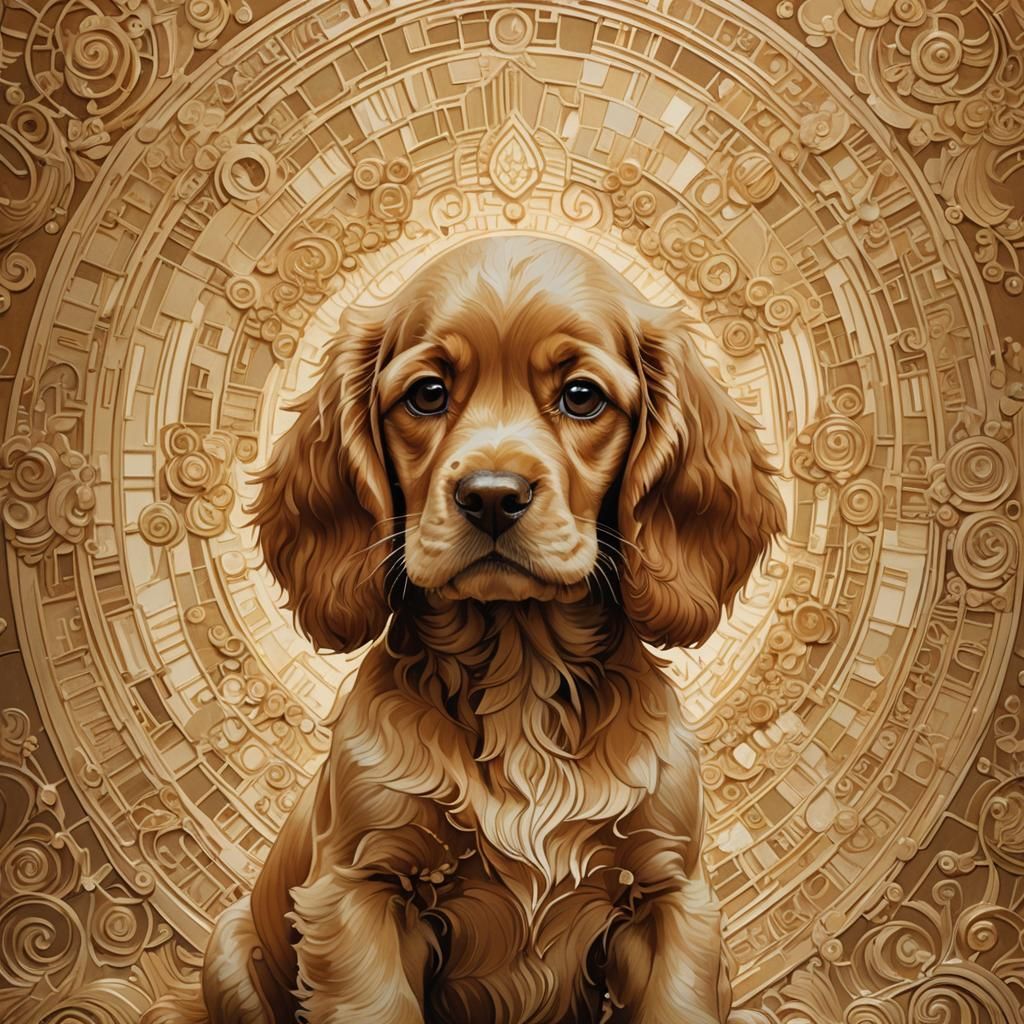 Art Nouveau Golden Spaniel AI Generated Artwork NightCafe Creator
