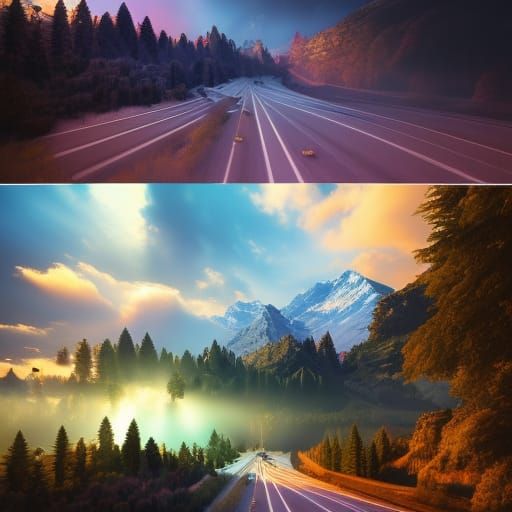 Driving Through the Mountains - AI Generated Artwork - NightCafe Creator