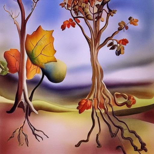 Beautiful  Leafy autumn seasonal watercolor, empower