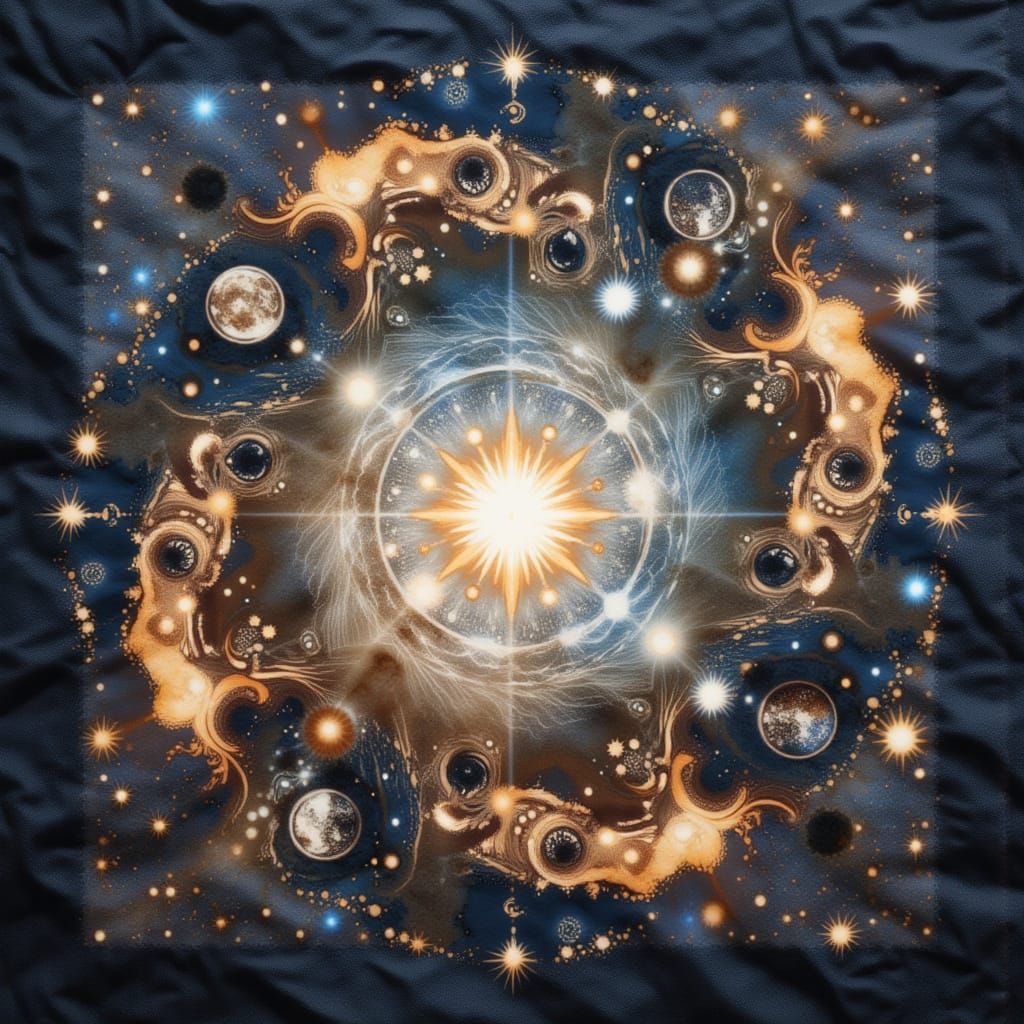 <lora:NC Coffee Stain-DE:1.0> An ethereal light emanates from a colossal, ancient celestial map unfurled across a nebula-filled cosmos. With...