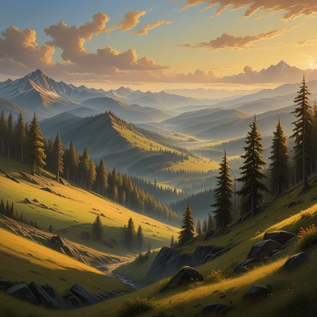 Golden Light on Majestic Mountains