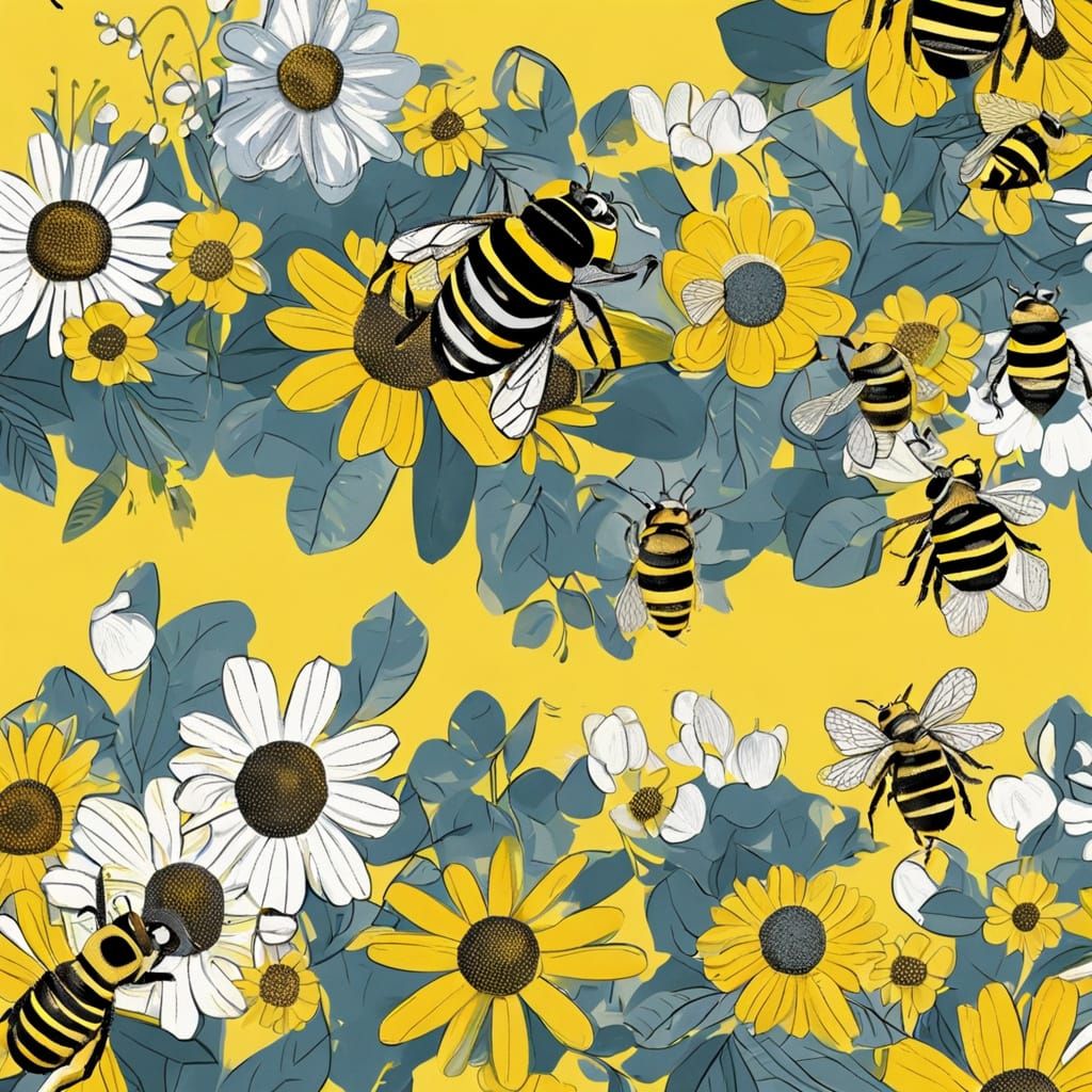 Bees and Flowers Pattern