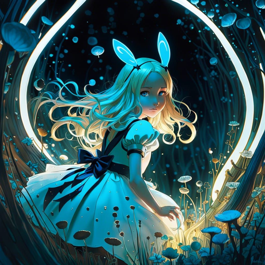 Alice escaping from wonderland - AI Generated Artwork - NightCafe Creator