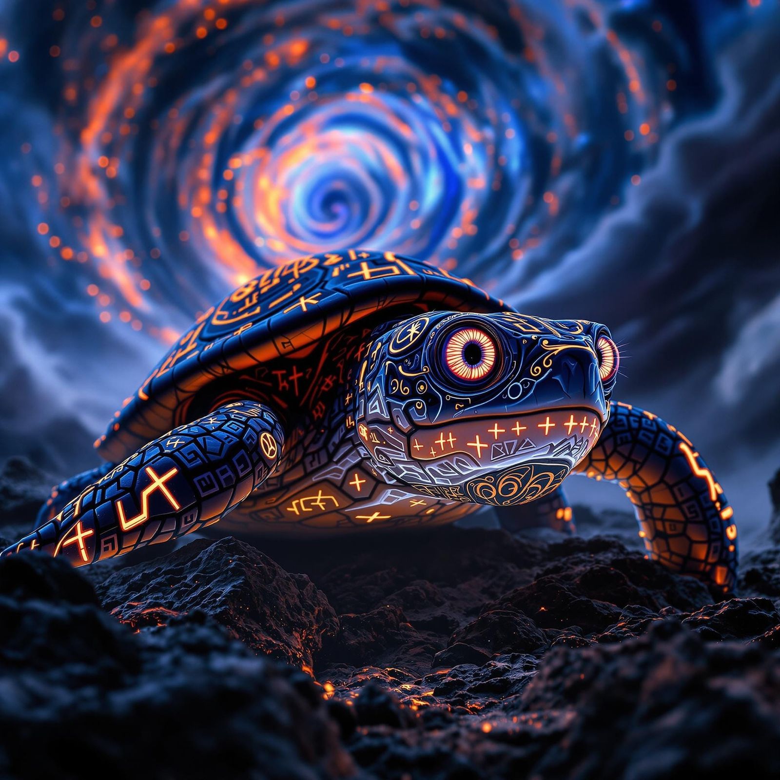 Surreal Turtle Glows Under UV Light in Hyper-Maximalist Scen...