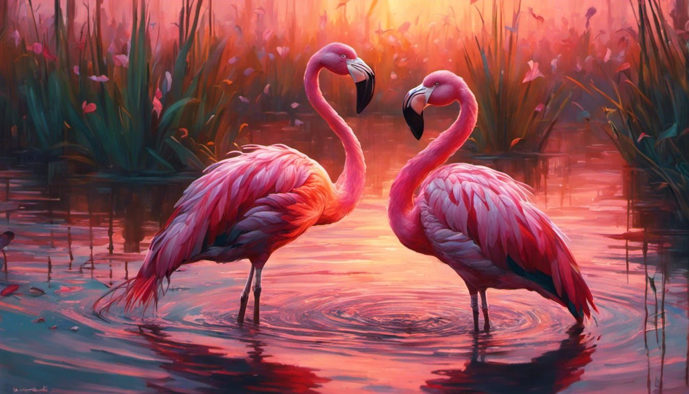 Flamingos - AI Generated Artwork - NightCafe Creator