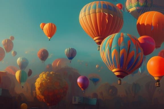 Vibrant balloons in sky