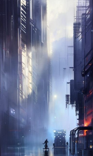 (sci-fi, futuristic city scenes)