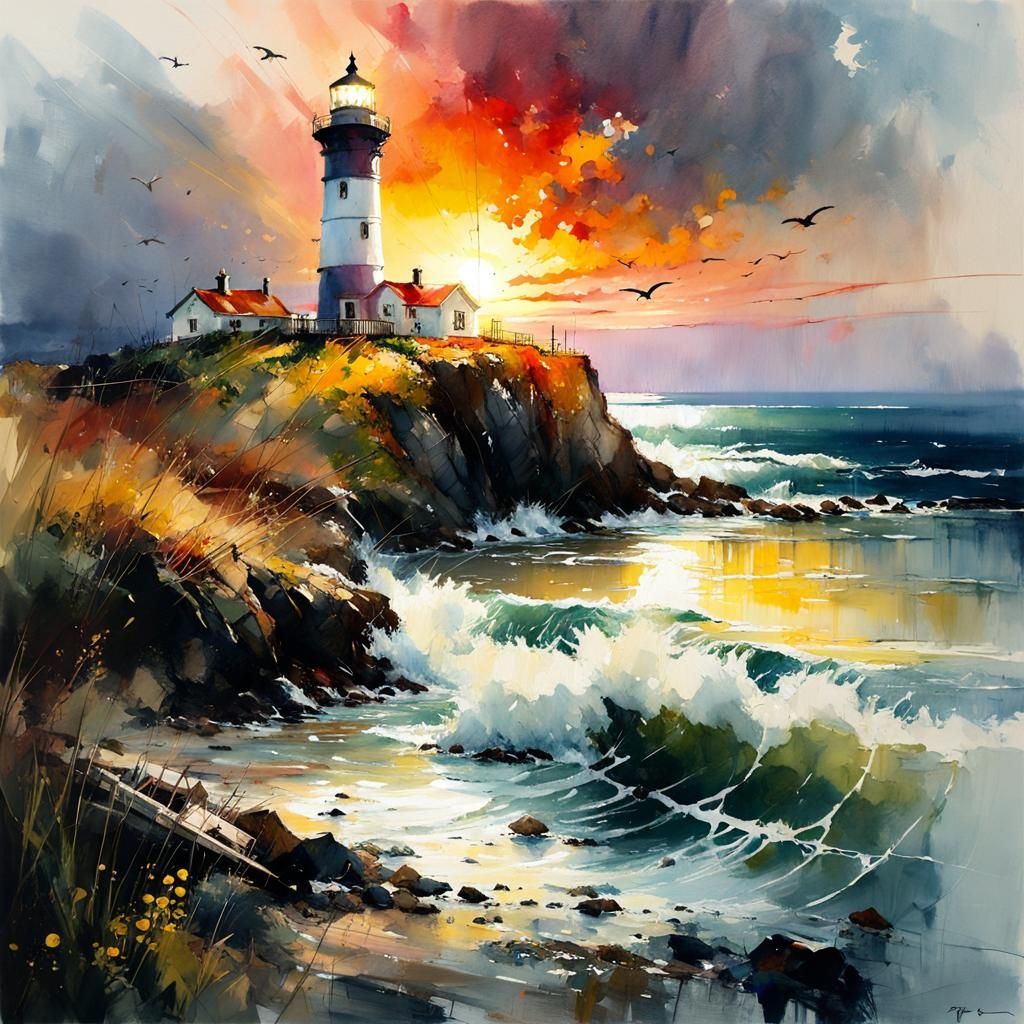 Lighthouse sunset  by @Superbear