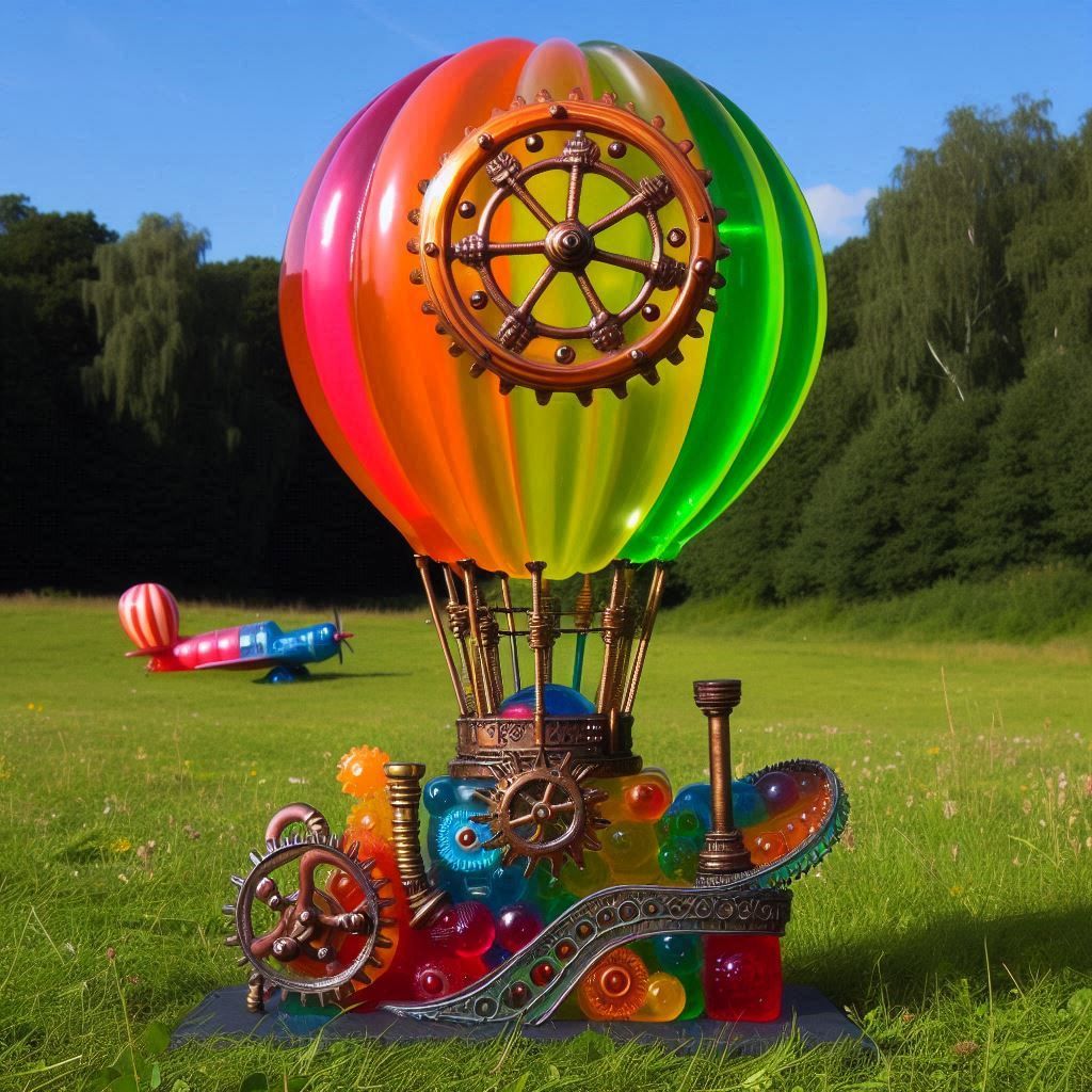 Jelly sculpture of a steampunk mongolfiere