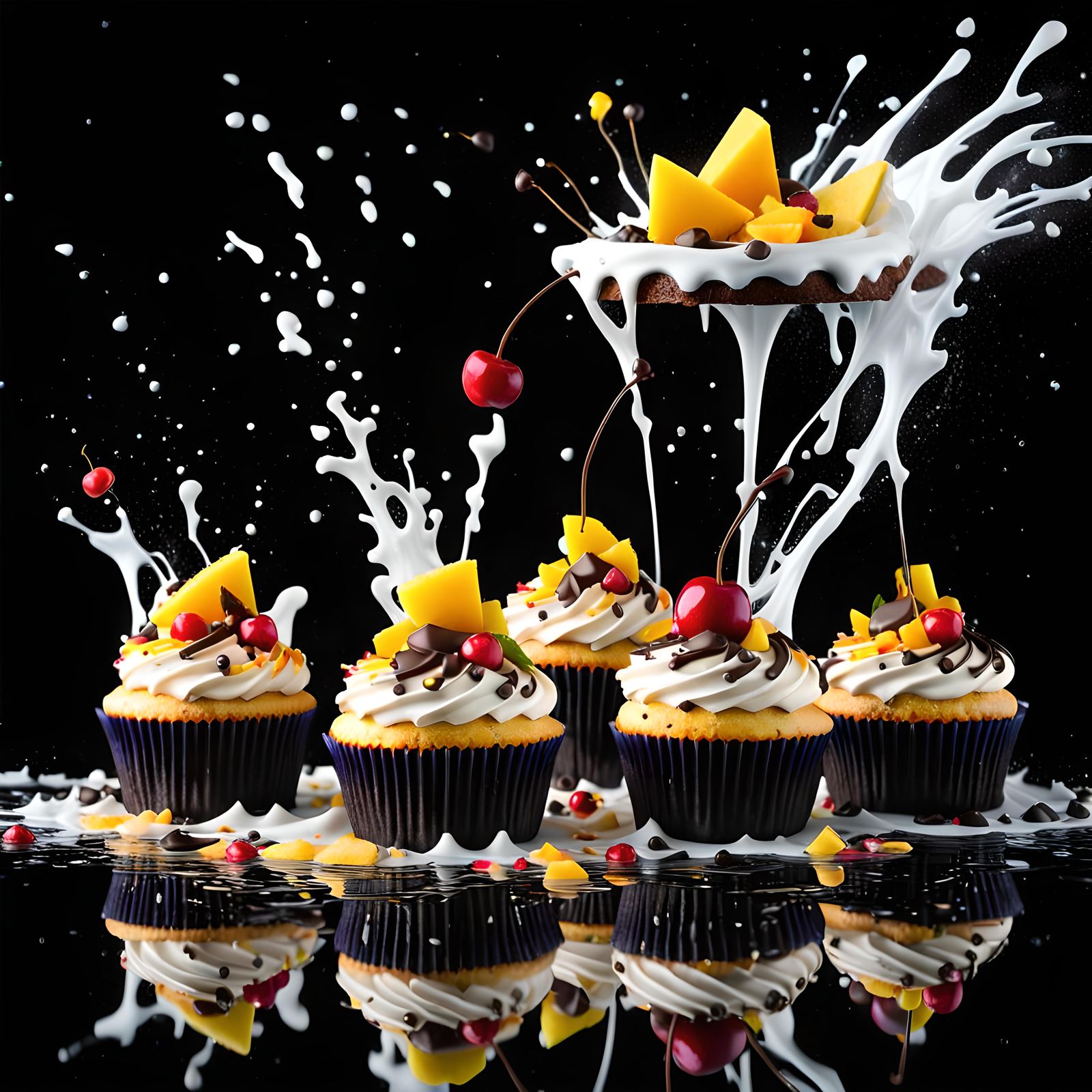 Oops Splash Of Organic Coconut, Mango & Choc Cupcakes.
