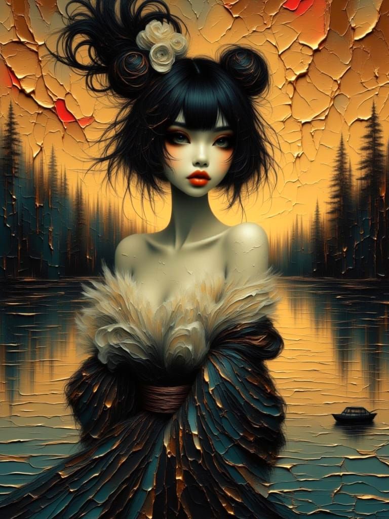 <lora:Muted Beauty:1.0> <lora:Moonchild:1.0> <lora:Manga Gothica:1.0> “Lake of the Manga Goddess”
A larger-than-life gothic manga goddess do...