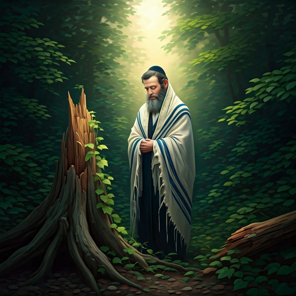 Mystical Jewish Man in Forest Contemplation