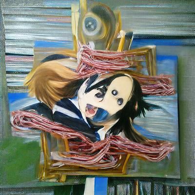 ritsu tainaka from k-on painted in the style of francis baco...