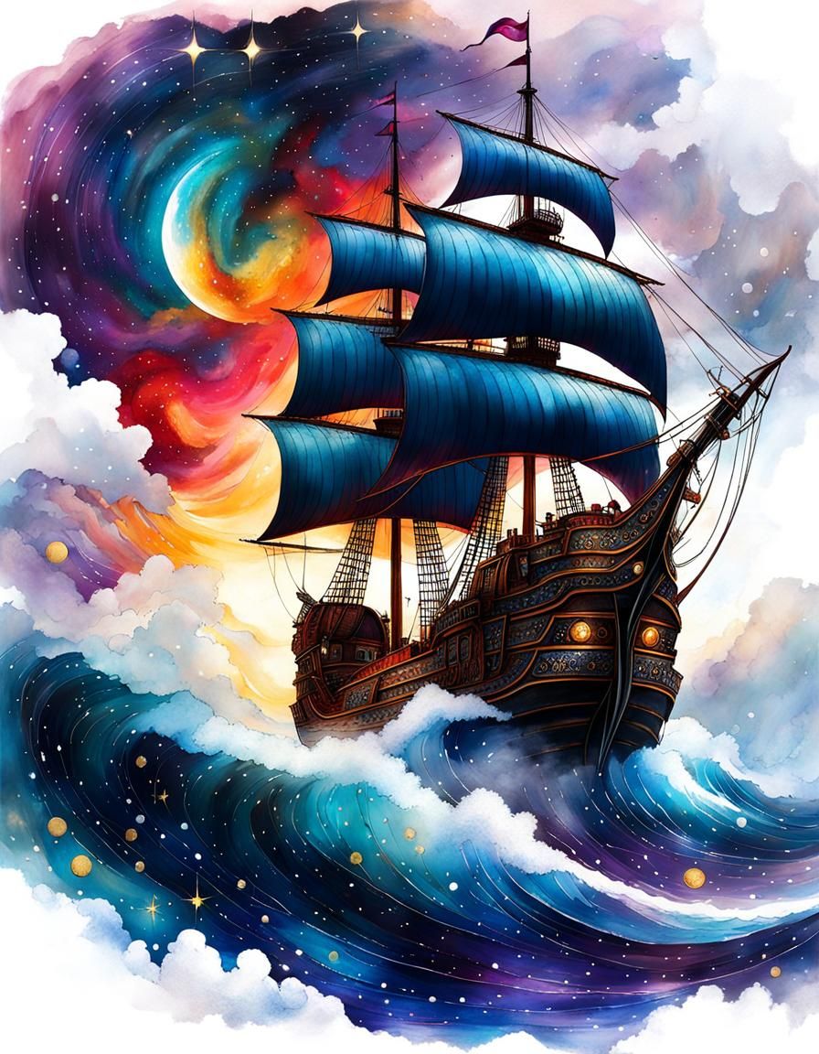 Ship, Ink Art