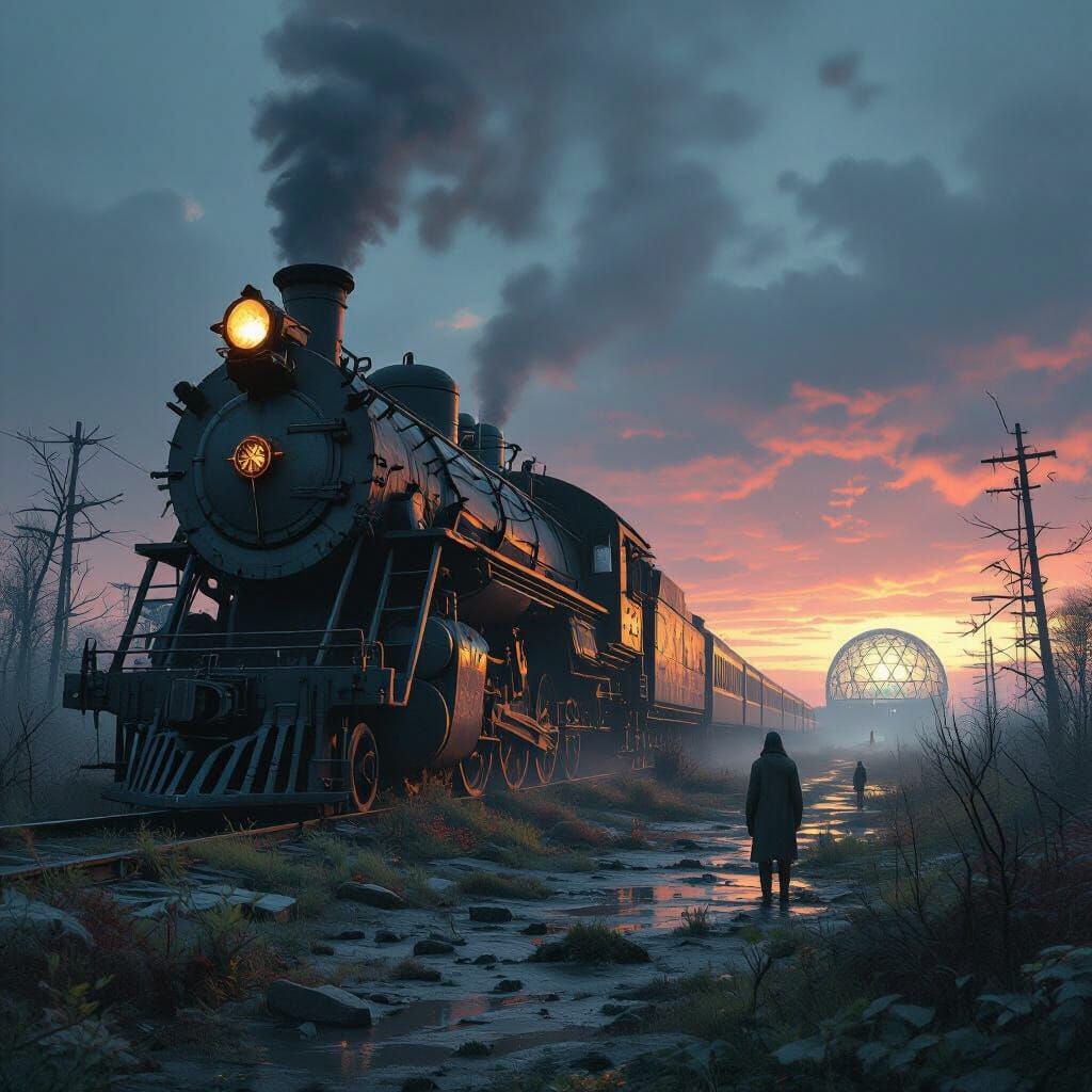 Move the train towards the viewer 