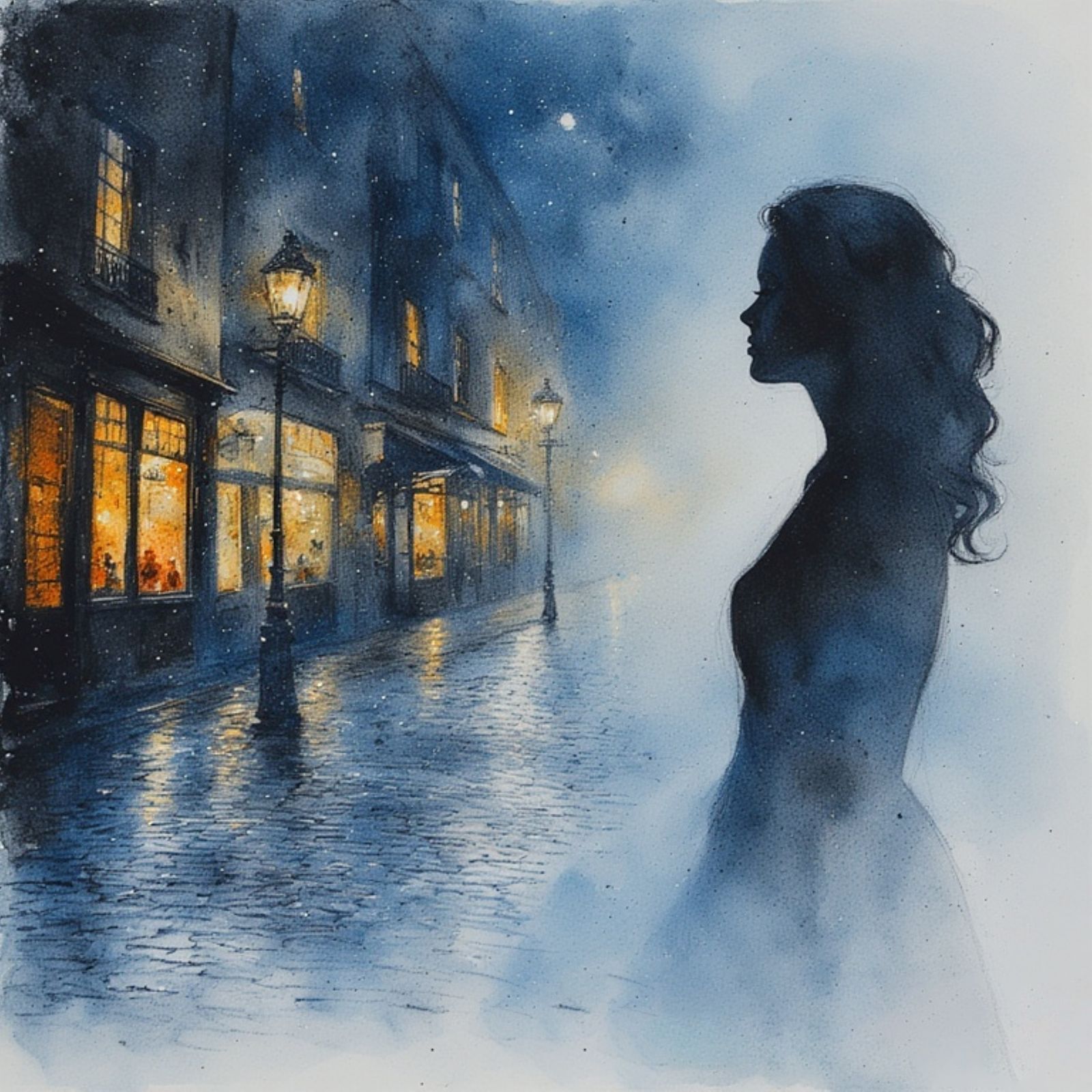 the elegant silhouette of a woman in profile