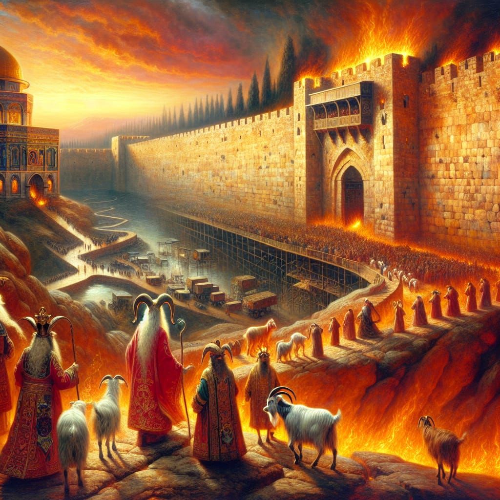 Jerusalem's Western Wall and Temple in Dreamlike Painting