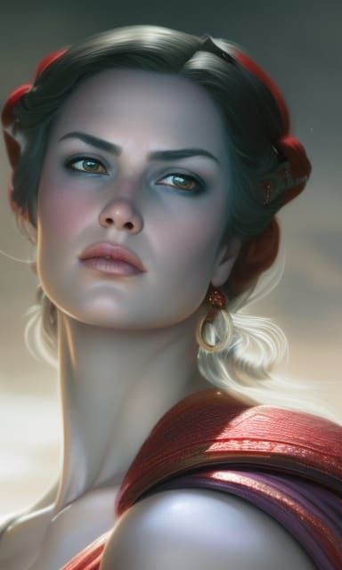 Jedi Lady, gorgeous Detailed toga, roccoco, red hair, finely...