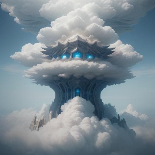 Ethereal Cloud Architecture in Digital Illustration