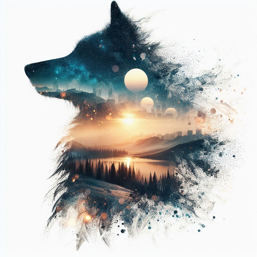 double exposure beautiful fantasy portrait landscape..