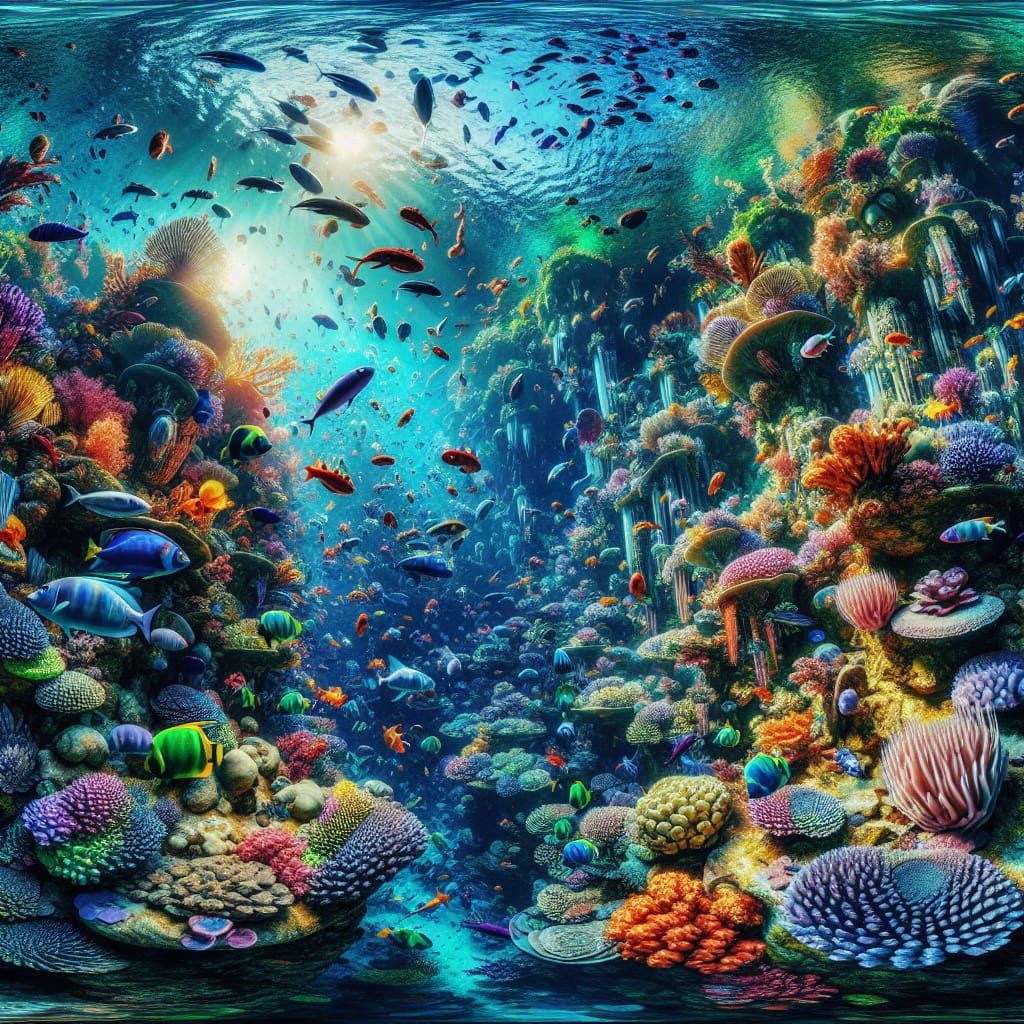 Fantastical fish in a colourful coral reef in Egypt. dynamic lighting movement intricately detailed HDR ...  by @HarrietM