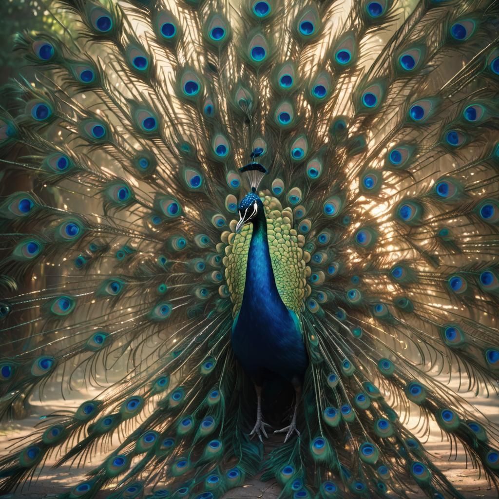 Peacock Spreads Heart-Shaped Tail: Fantasy Concept Art