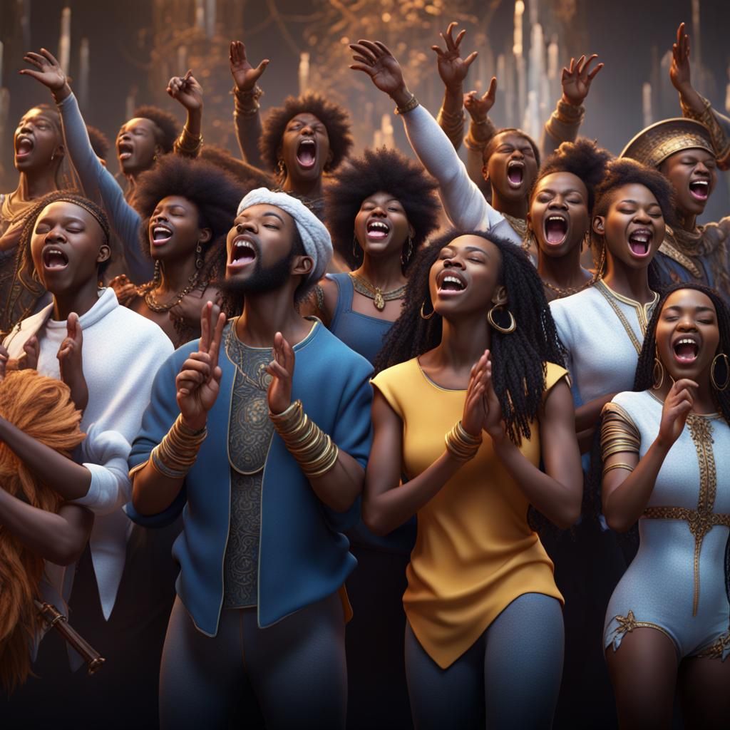 black people singing detailed matte painting, deep color, fantastical ...