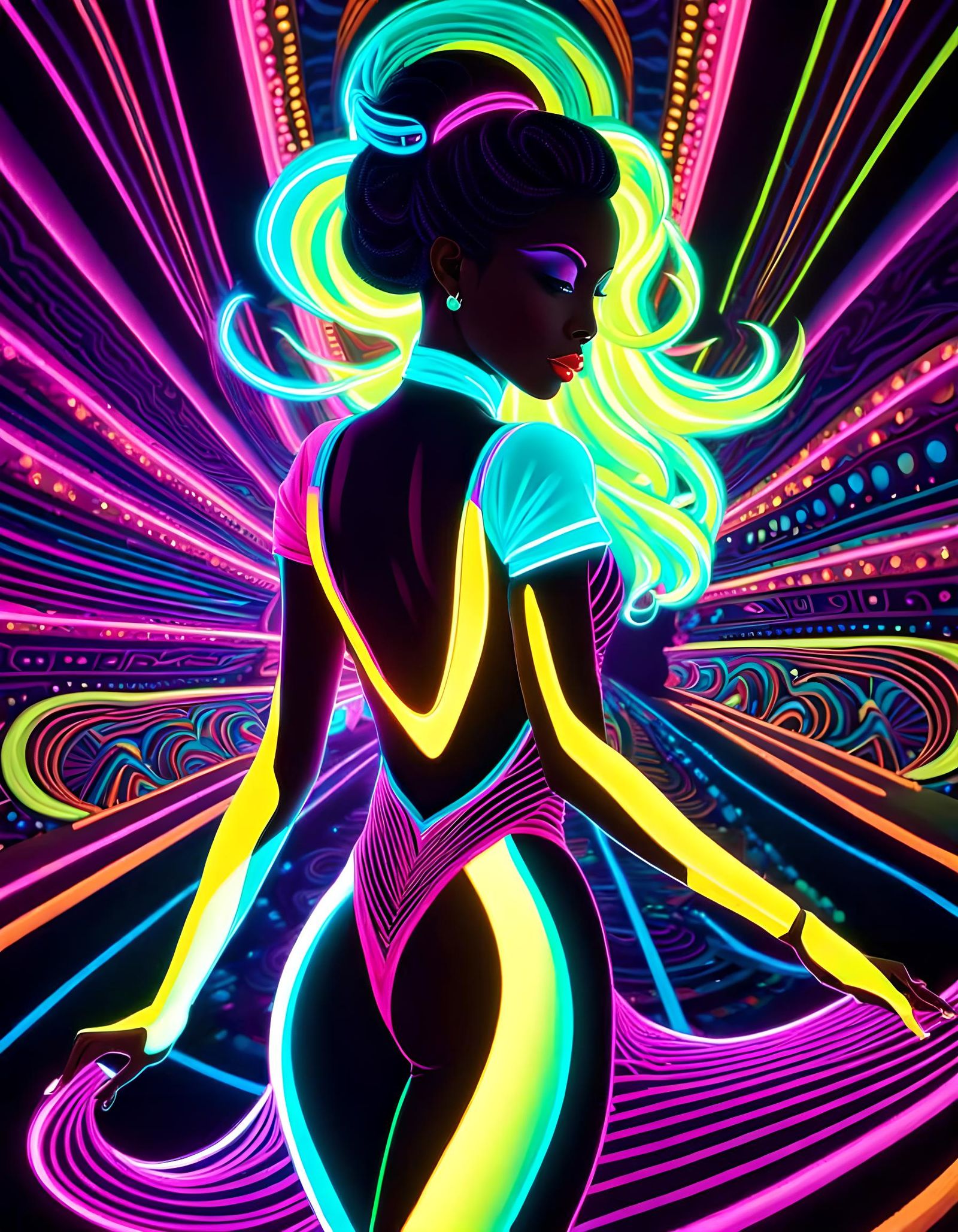Neon Dancer on the Velvet Sand  by @ing
