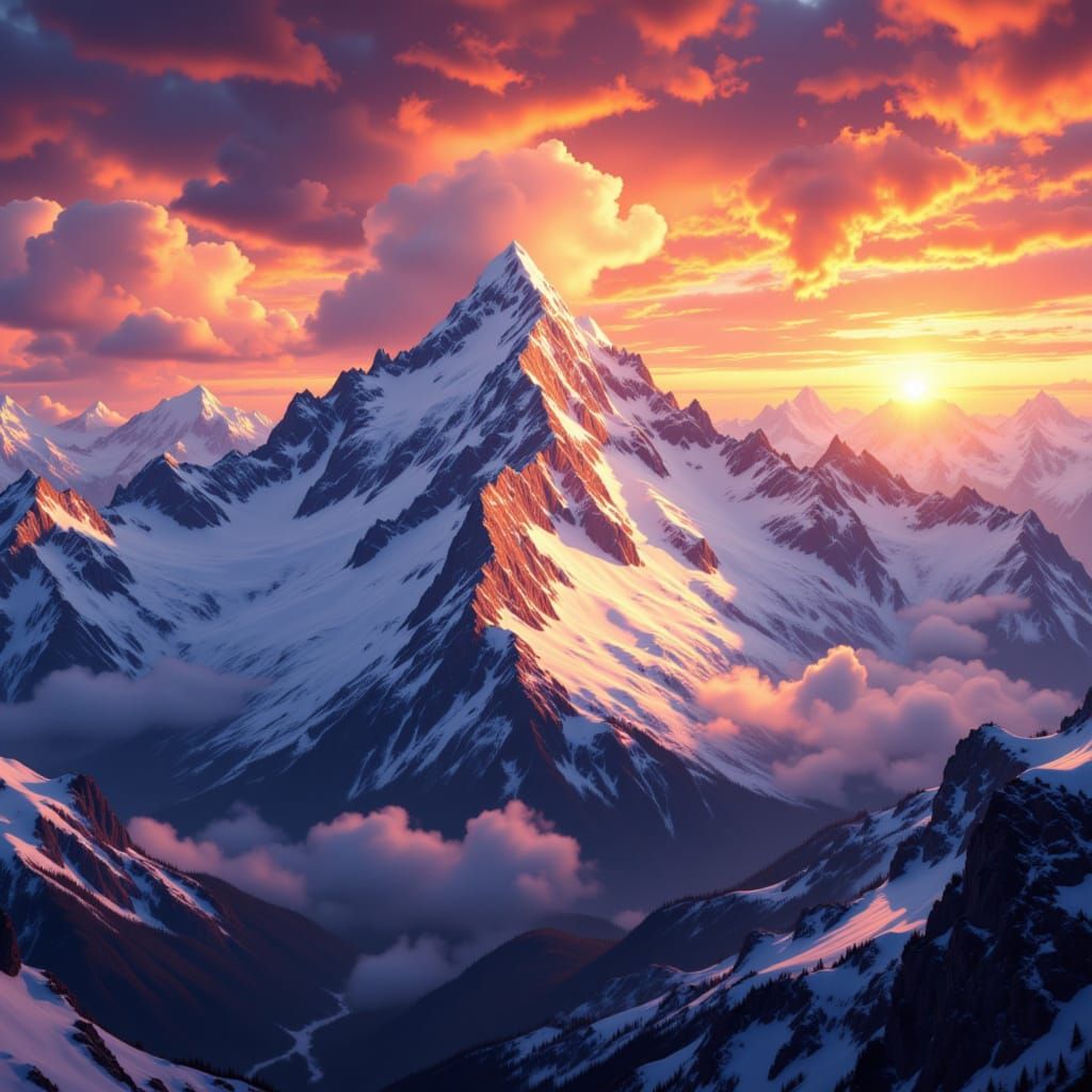 Mountain sunsets <lora:Mountain Sunsets:1.0>