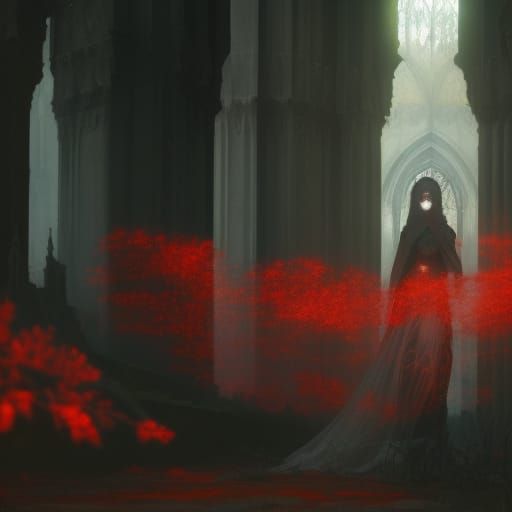 Lycoris radiata in a gothic cemetery a masterpiece, 8k resol...