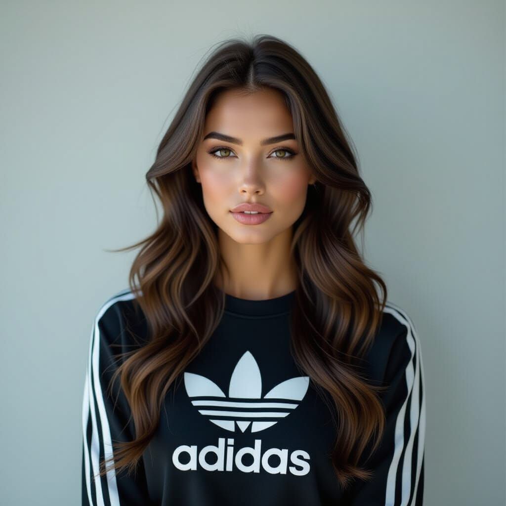 Woman in Adidas Jacket, Hyperrealistic Photography