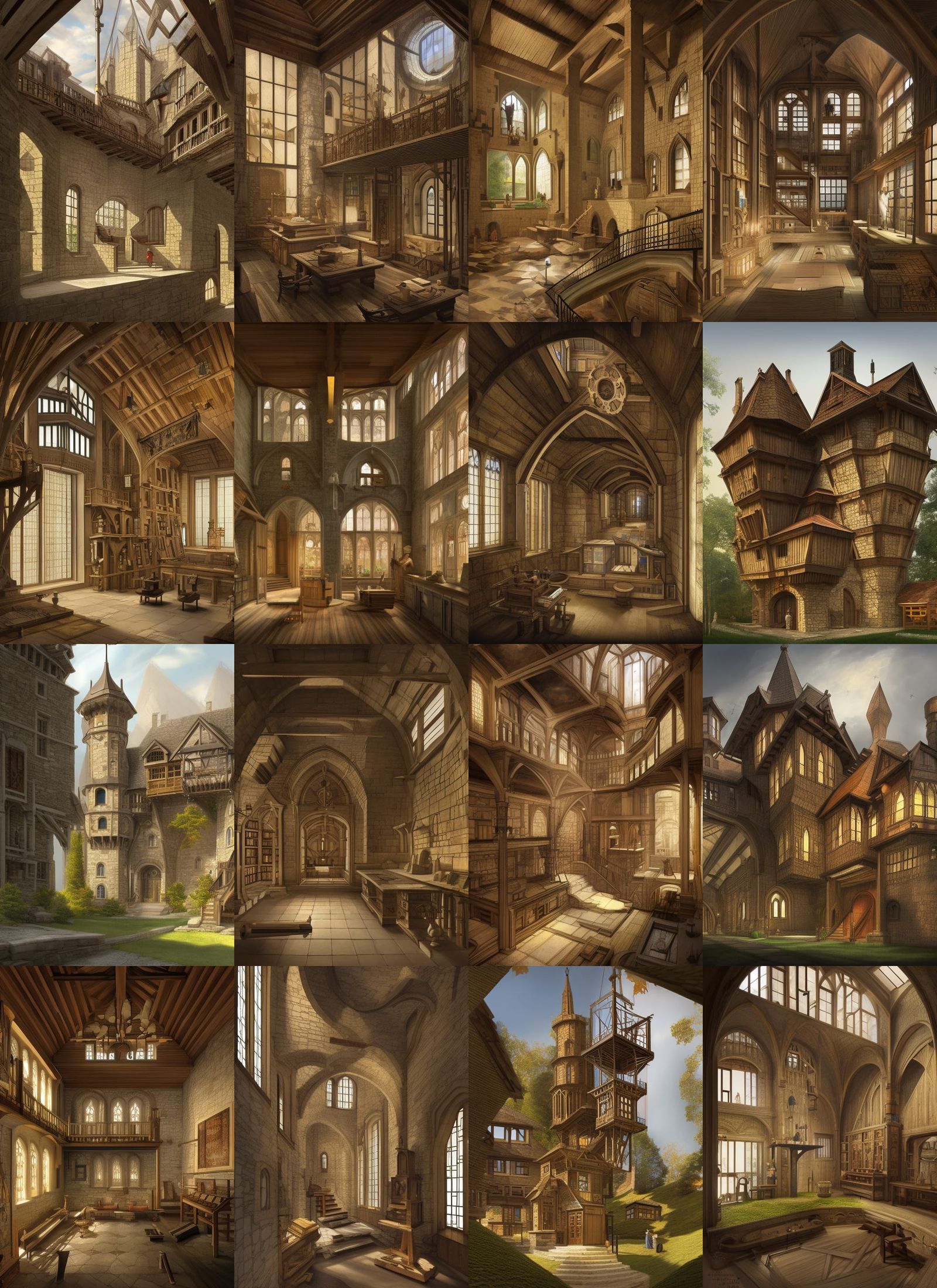 Middle Ages; Castle Clockwork of Manual Laborers, Medival Te...