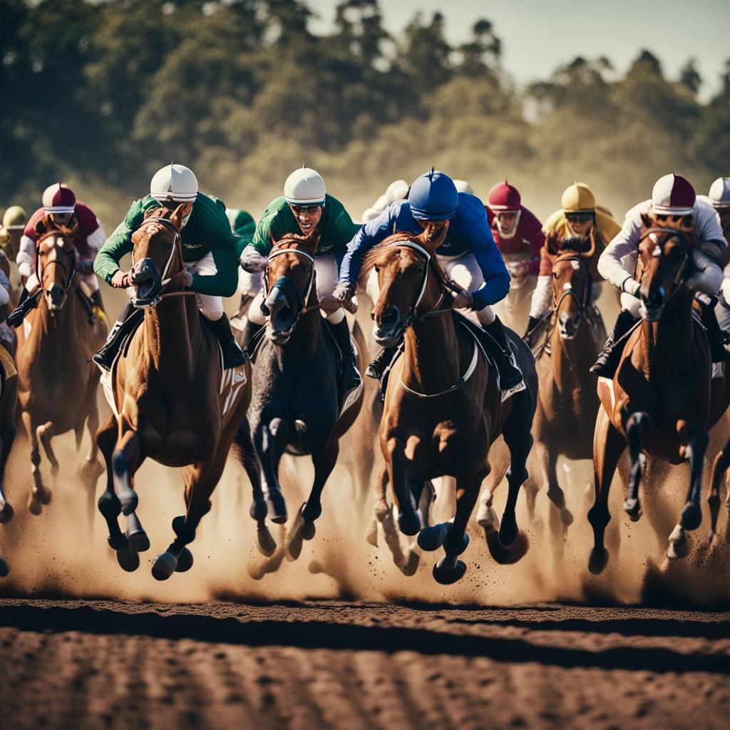 Horses in a race (animated)