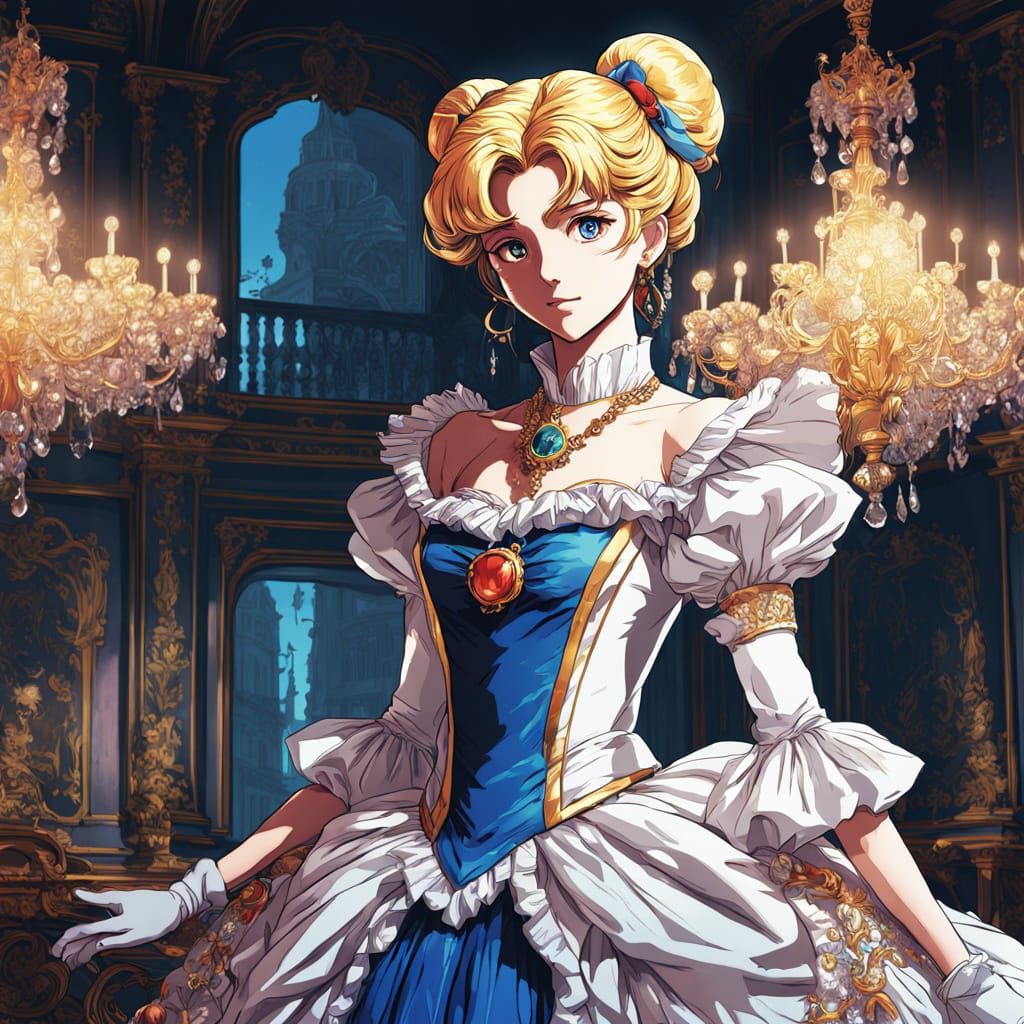 Sailor Moon dressed as Marie Antoinette