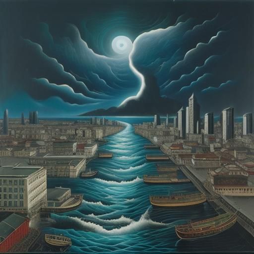 Surreal Tsunami Aftermath: Dark Hour of the Ocean