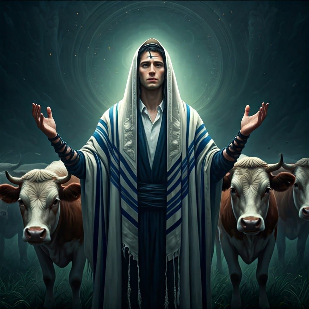 Rural Spiritual Connection in Traditional Attire