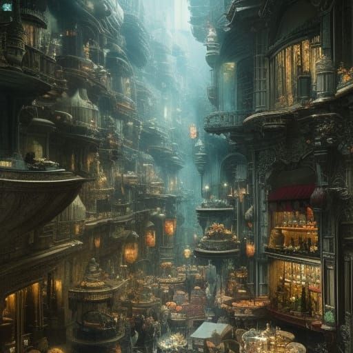 Refreshing Drinks in Epic Cinematic Digital Painting