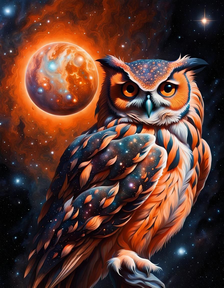 Owl🦉 nebula and planet  by @Tiny Pearl Cat