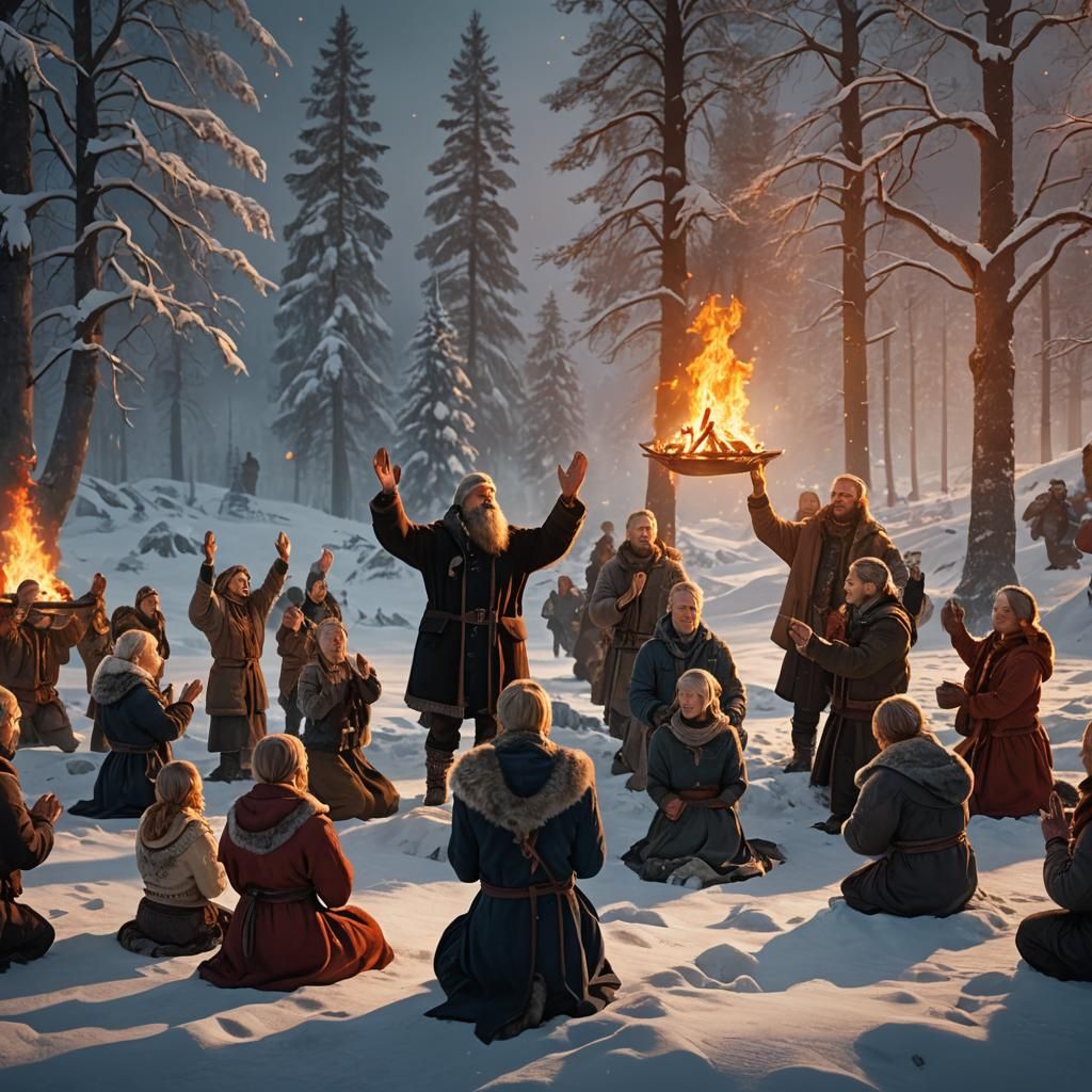 realistic group of Nordic  Scandinavian men and women in a w...
